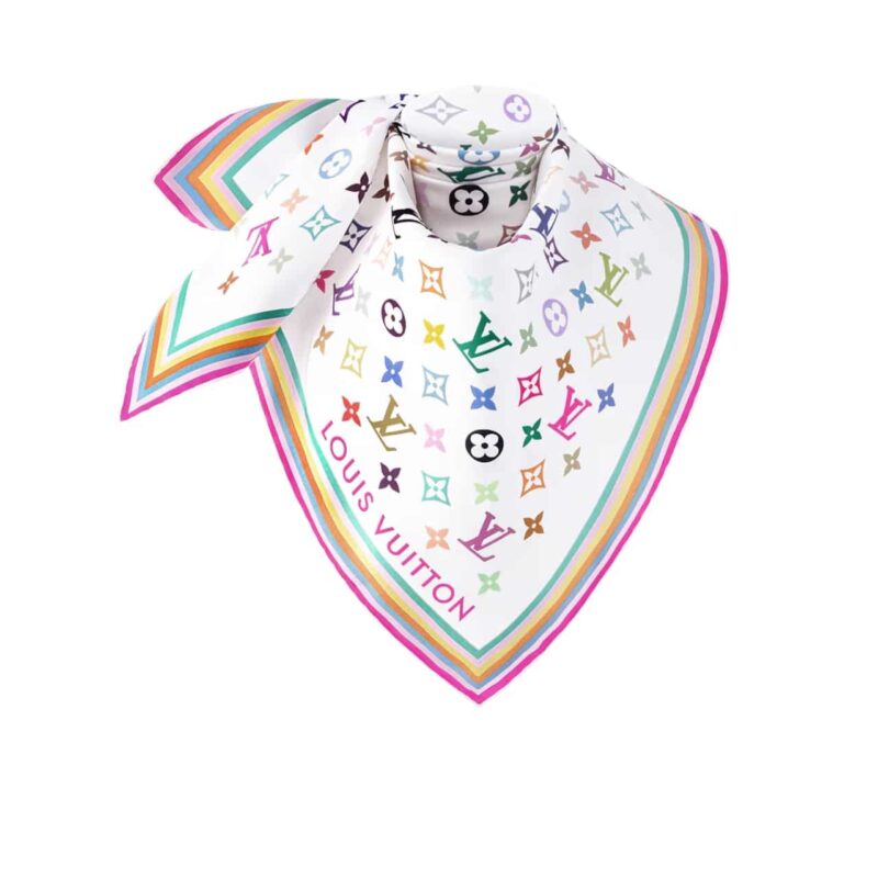 Louis Vuitton X Murakami Monogram Multicolor Scarf White 90Cm M94967