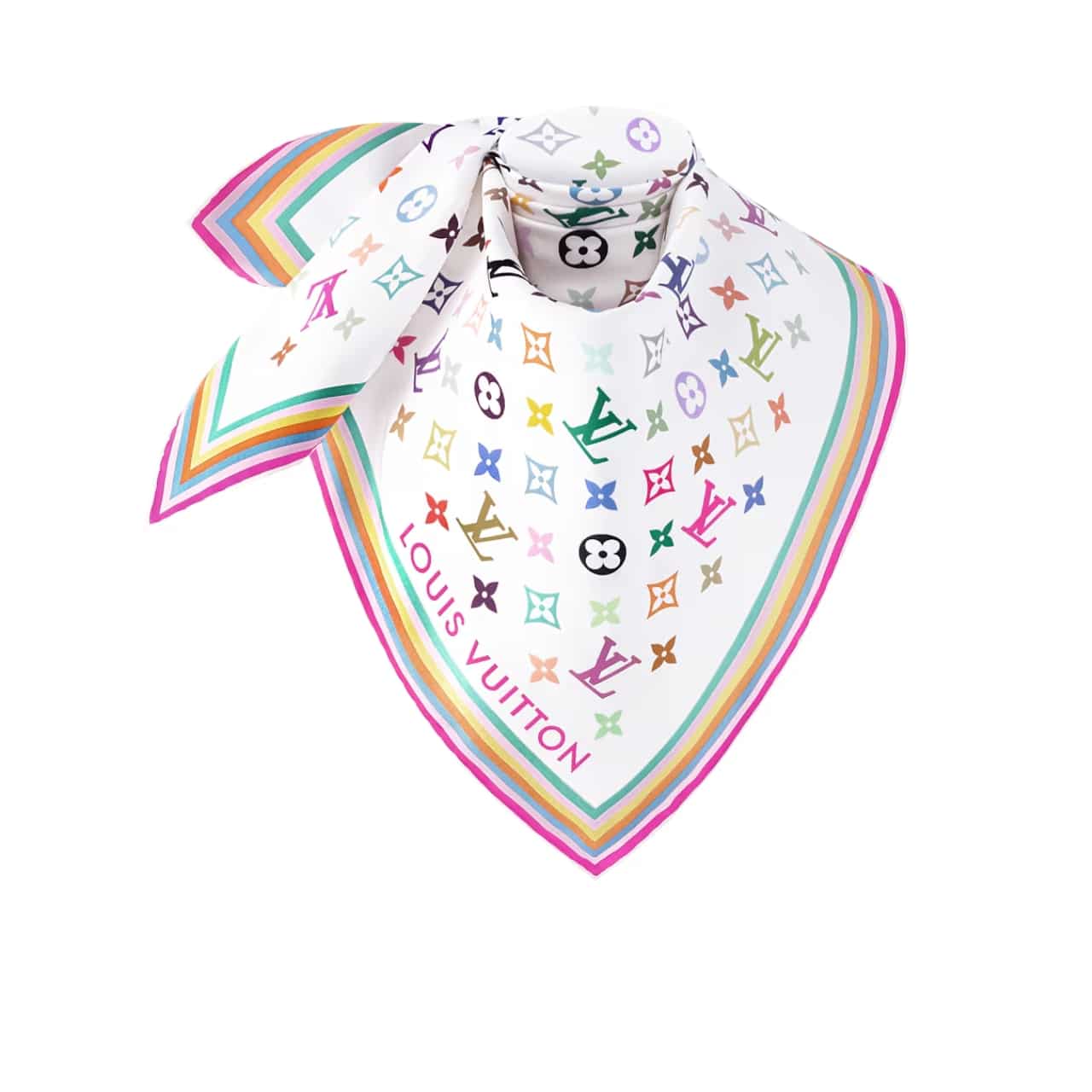 Louis Vuitton X Murakami Monogram Multicolor Scarf White 90Cm M94967