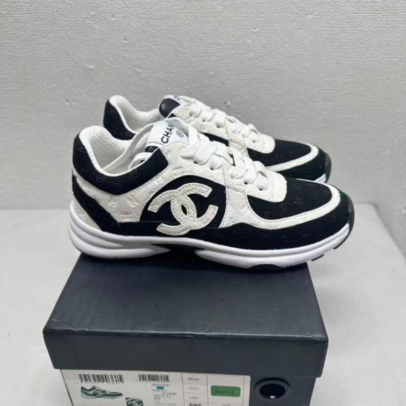 Alternative view of Chanel Printed Suede Sneaker White And Black G39230 X56689 K4718