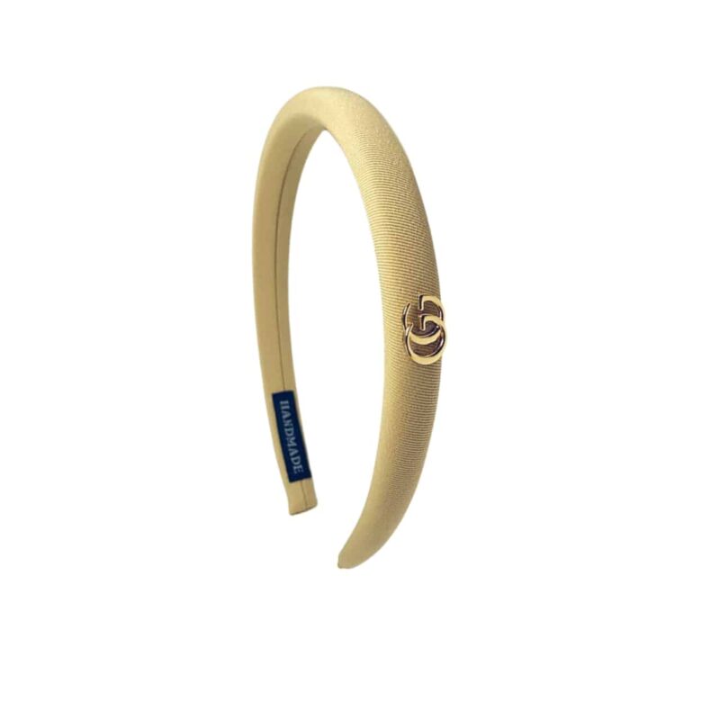 Gucci Small Gg Headband With Gold Hardware In Yellow