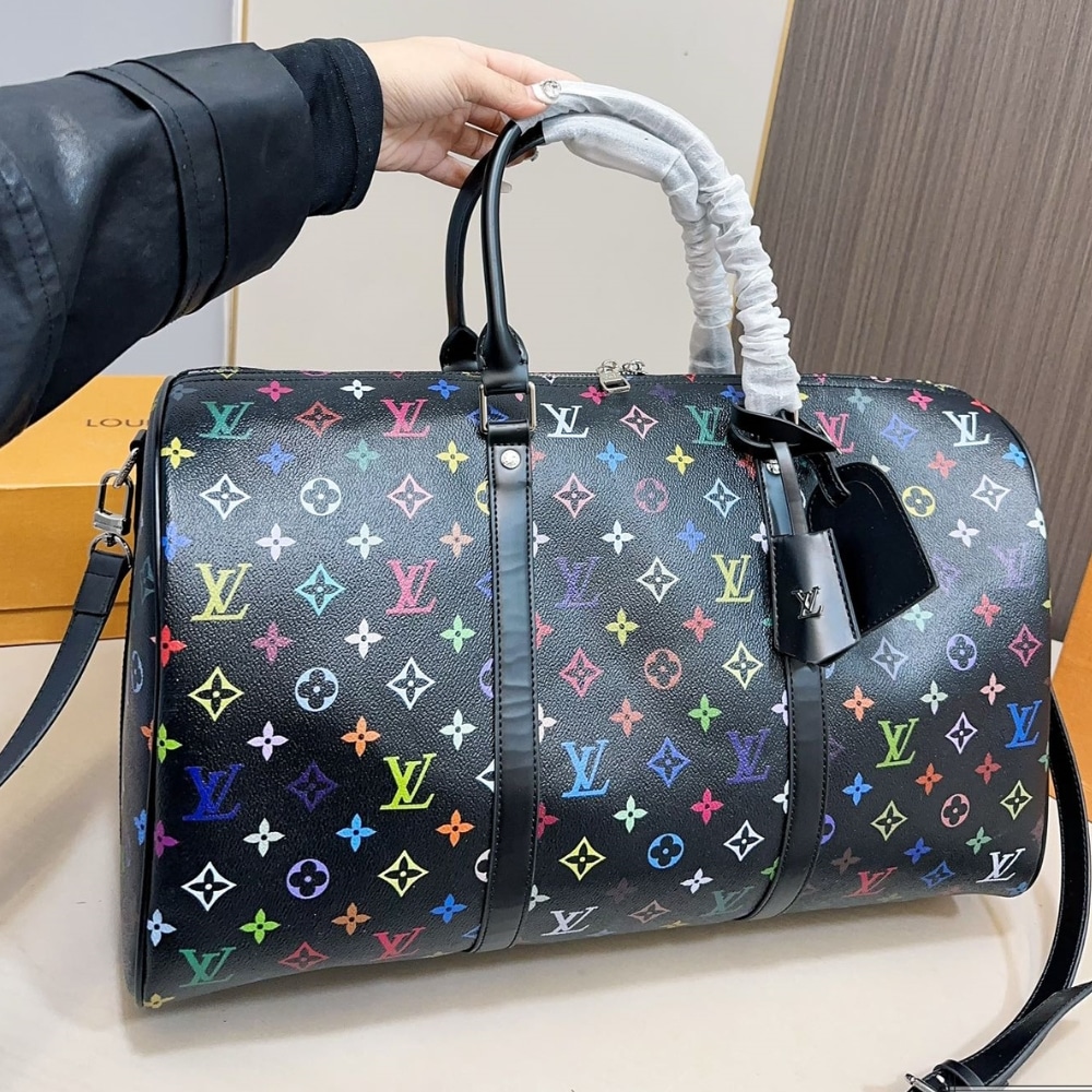 Summer Set: Louis Vuitton X Murakami Keepall Bandoulière Black Multicolored 45Cm And Zippy Wallet Black Multicolored 19Cm - Image 2