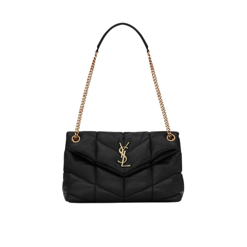 Saint Laurent Puffer Small In Nappa Leather Gold Black 29Cm 5774761El071000