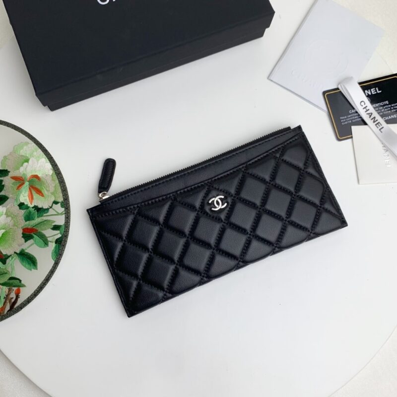 Alternative view of Chanel Classic Zip Pouch Quilted Wallet Black 22Cm