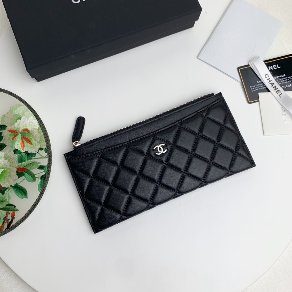 Chanel Classic Zip Pouch Quilted Wallet Black 22Cm - Image 2