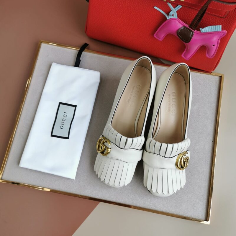 Alternative view of Gucci Mid Heel Pump Leather White 408208 C9D00 9022