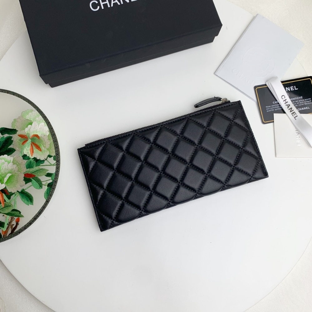Chanel Classic Zip Pouch Quilted Wallet Black 22Cm - Image 4