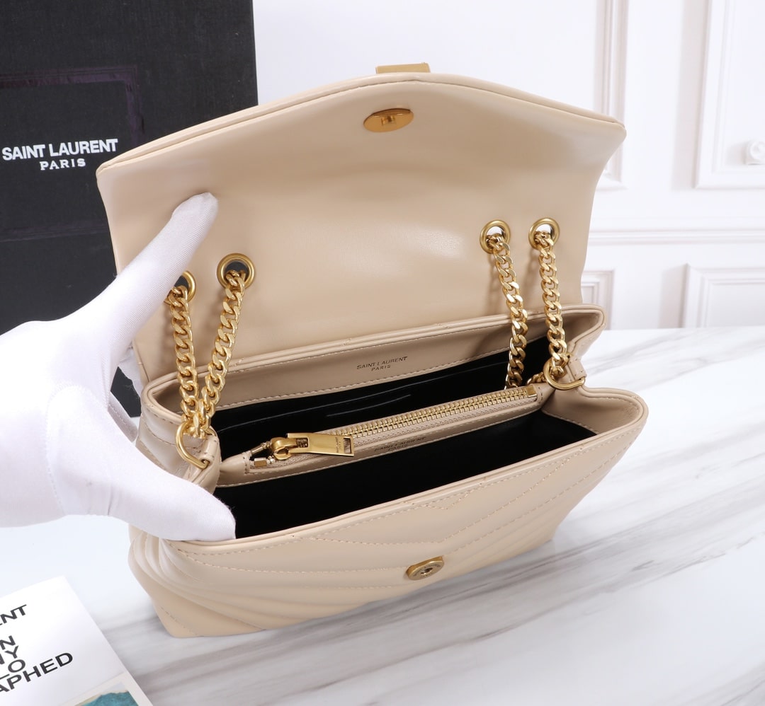 Saint Laurent Loulou Small Chain Bag In Matelassé Y Dark Beige Gold 23Cm 494699Dv7272721 - Image 8