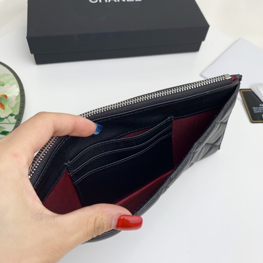 Chanel Classic Zip Pouch Quilted Wallet Black 22Cm - Image 5