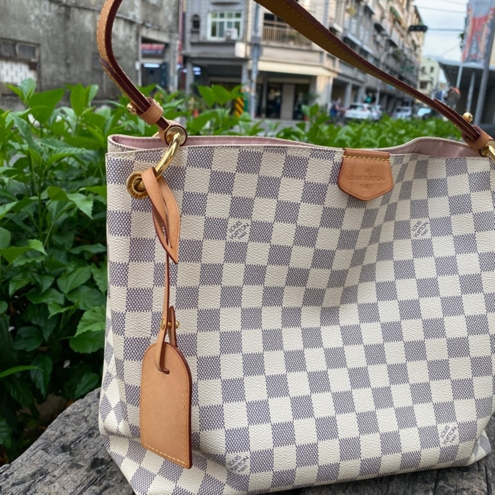 Summer Set: Louis Vuitton Graceful PM Damier Azur And Sarah Wallet Damier Azur - Image 2