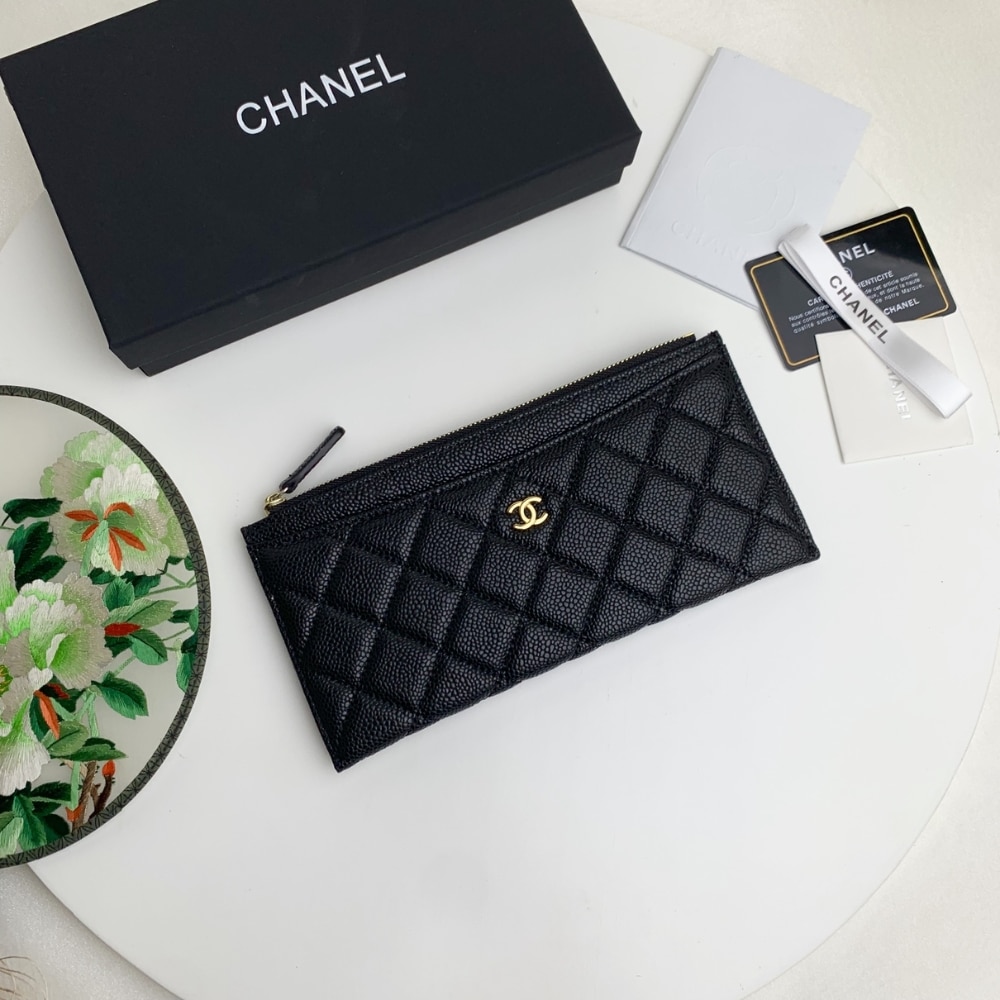 Chanel Classic Zip Pouch Caviar Wallet Black 22Cm - Image 4