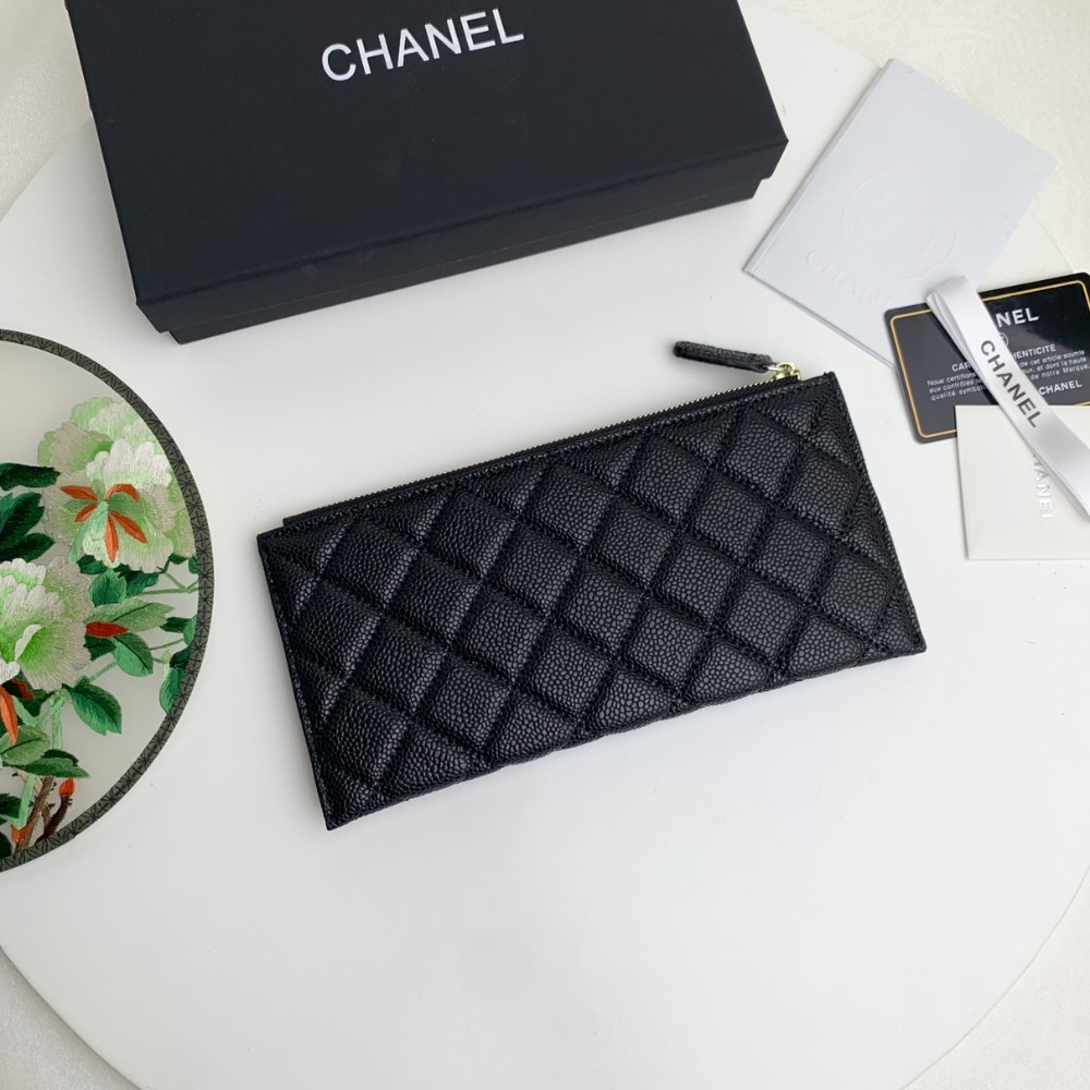 Chanel Classic Zip Pouch Caviar Wallet Black 22Cm - Image 3