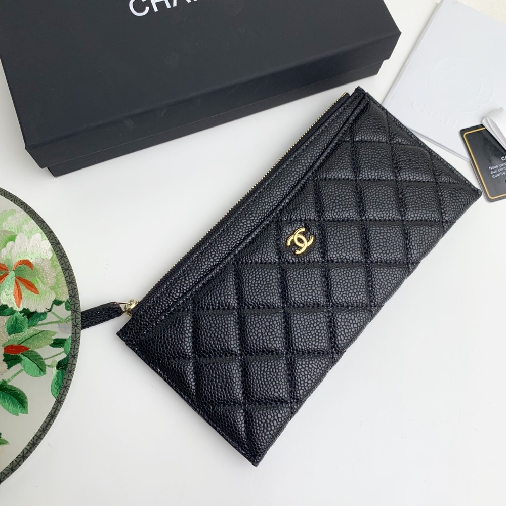 Chanel Classic Zip Pouch Caviar Wallet Black 22Cm - Image 2