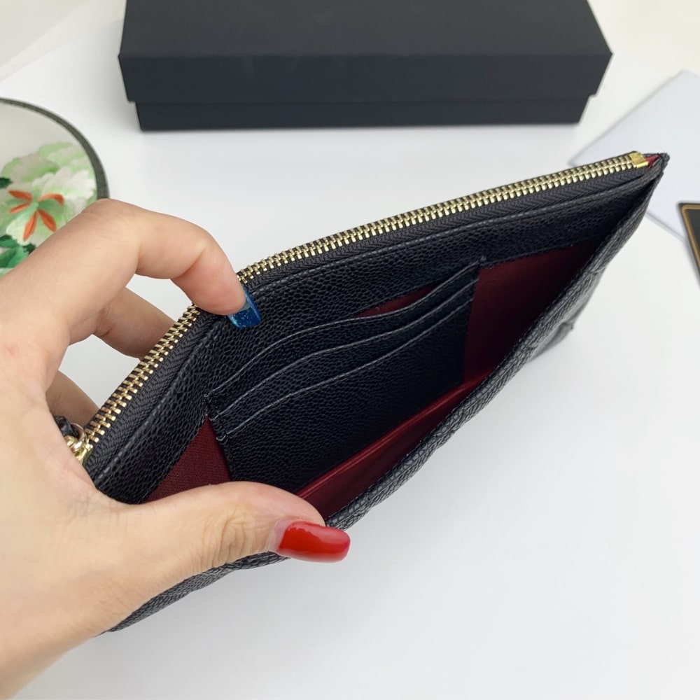 Chanel Classic Zip Pouch Caviar Wallet Black 22Cm - Image 6