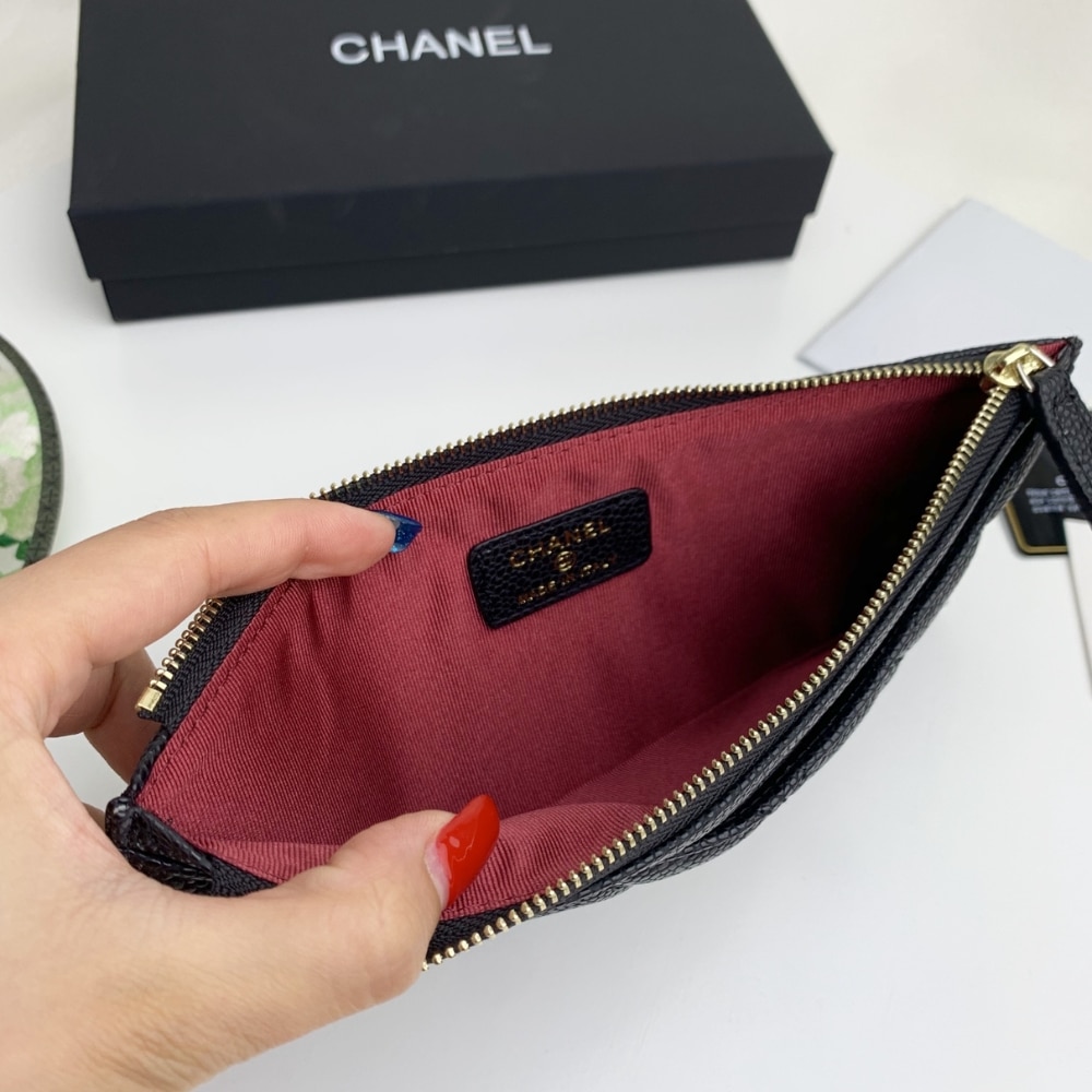 Chanel Classic Zip Pouch Caviar Wallet Black 22Cm - Image 8