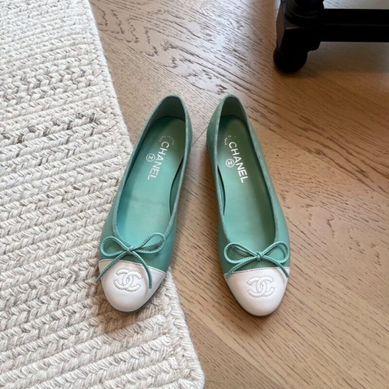 Alternative view of Chanel Ballet Flats Light Green And White G02819 X01000 U9348