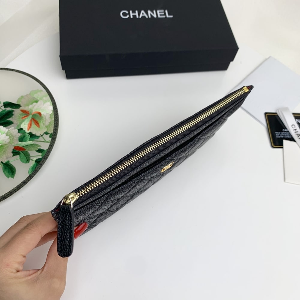 Chanel Classic Zip Pouch Caviar Wallet Black 22Cm - Image 5