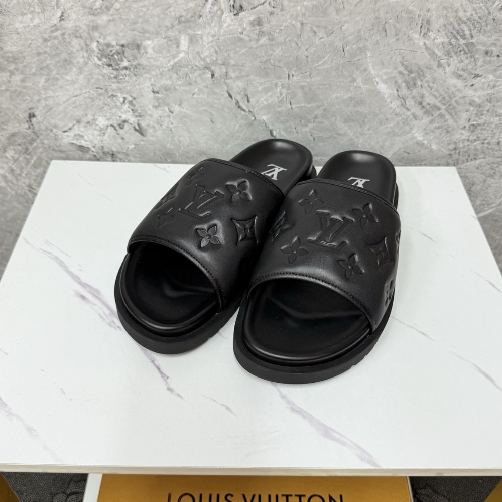 Louis Vuitton Miami Mule Monogram Embossed Synthetic Black 1Adgfe - Image 2
