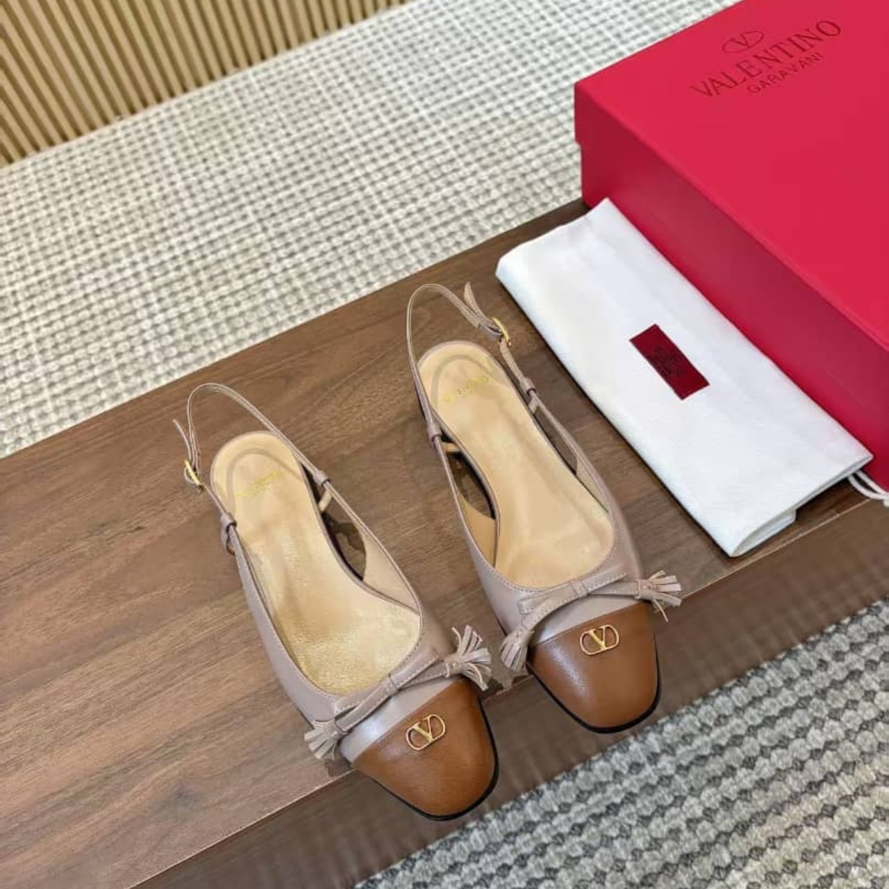 Valentino Garavani Valet Du Roi Slingback Ballerina Rose And Brown 8W2S0MH0DDT AGM - Image 2