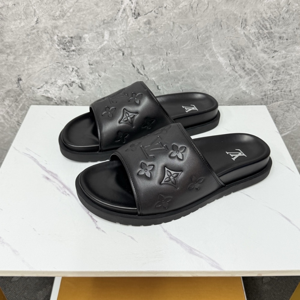 Louis Vuitton Miami Mule Monogram Embossed Synthetic Black 1Adgfe - Image 3