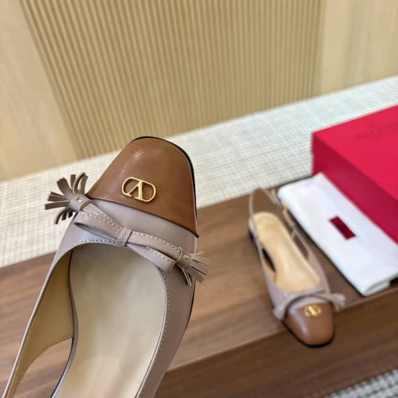Valentino Garavani Valet Du Roi Slingback Ballerina Rose And Brown 8W2S0MH0DDT AGM - Image 3