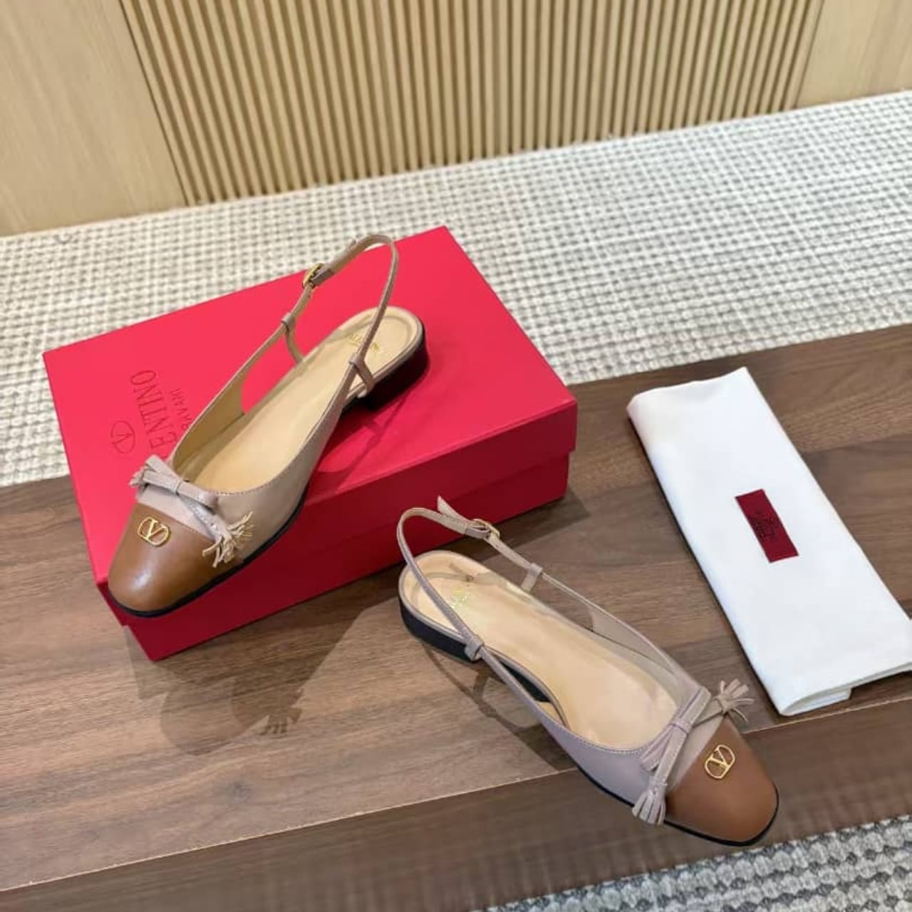 Valentino Garavani Valet Du Roi Slingback Ballerina Rose And Brown 8W2S0MH0DDT AGM - Image 4