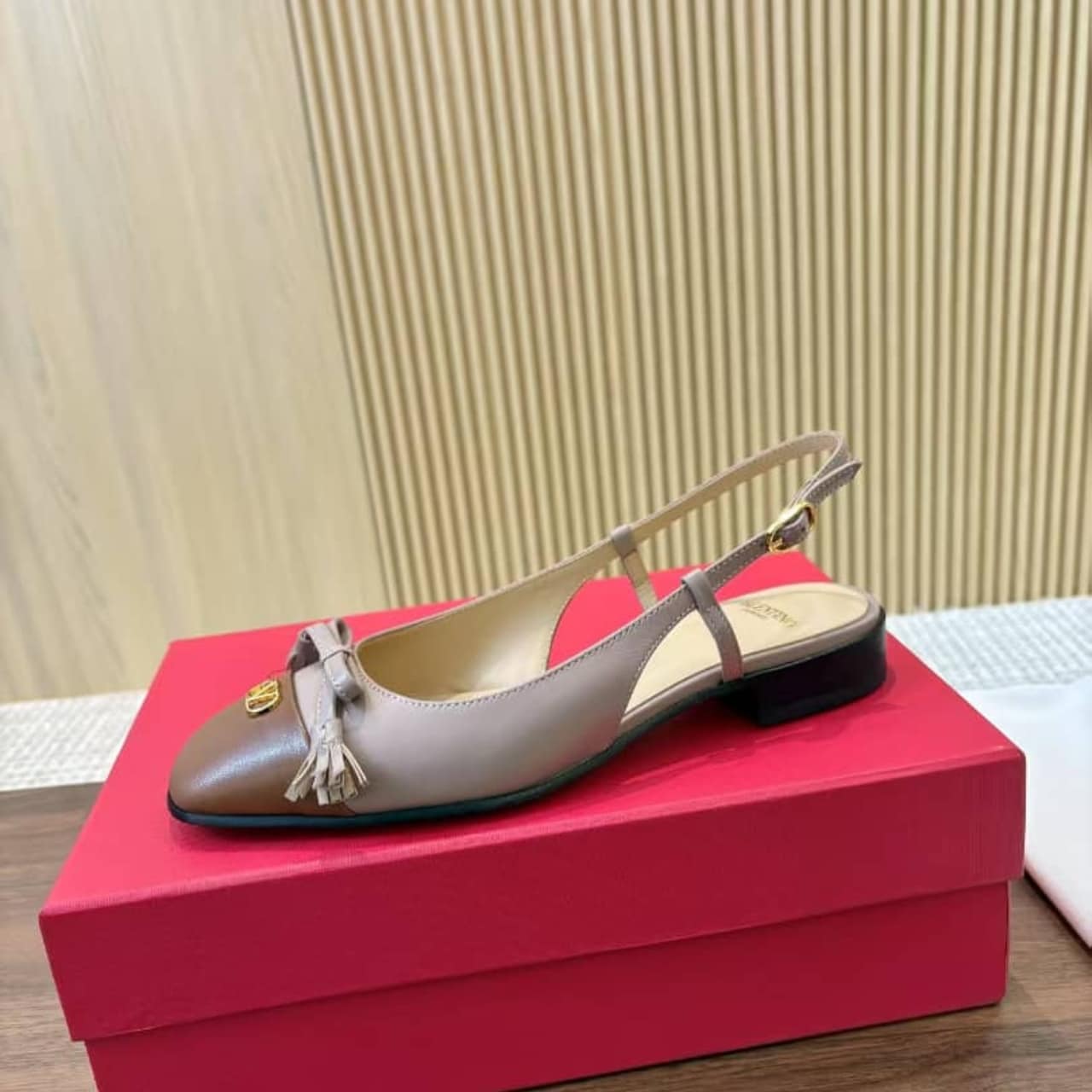 Valentino Garavani Valet Du Roi Slingback Ballerina Rose And Brown 8W2S0MH0DDT AGM - Image 5