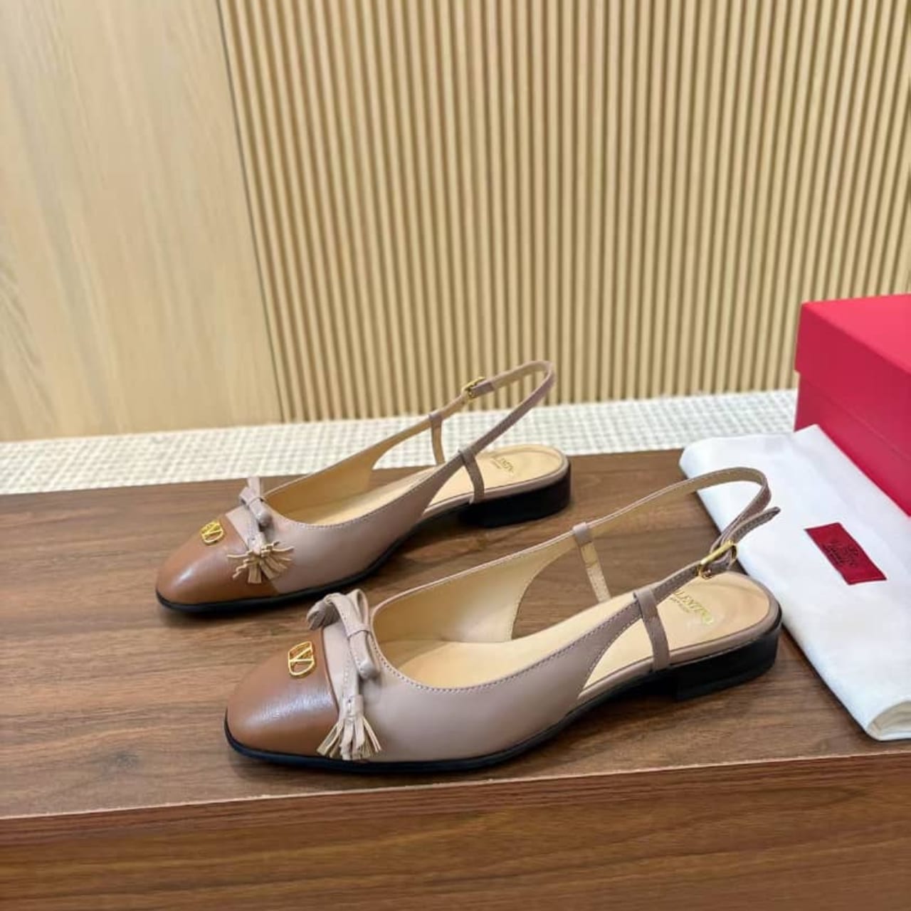 Valentino Garavani Valet Du Roi Slingback Ballerina Rose And Brown 8W2S0MH0DDT AGM - Image 6