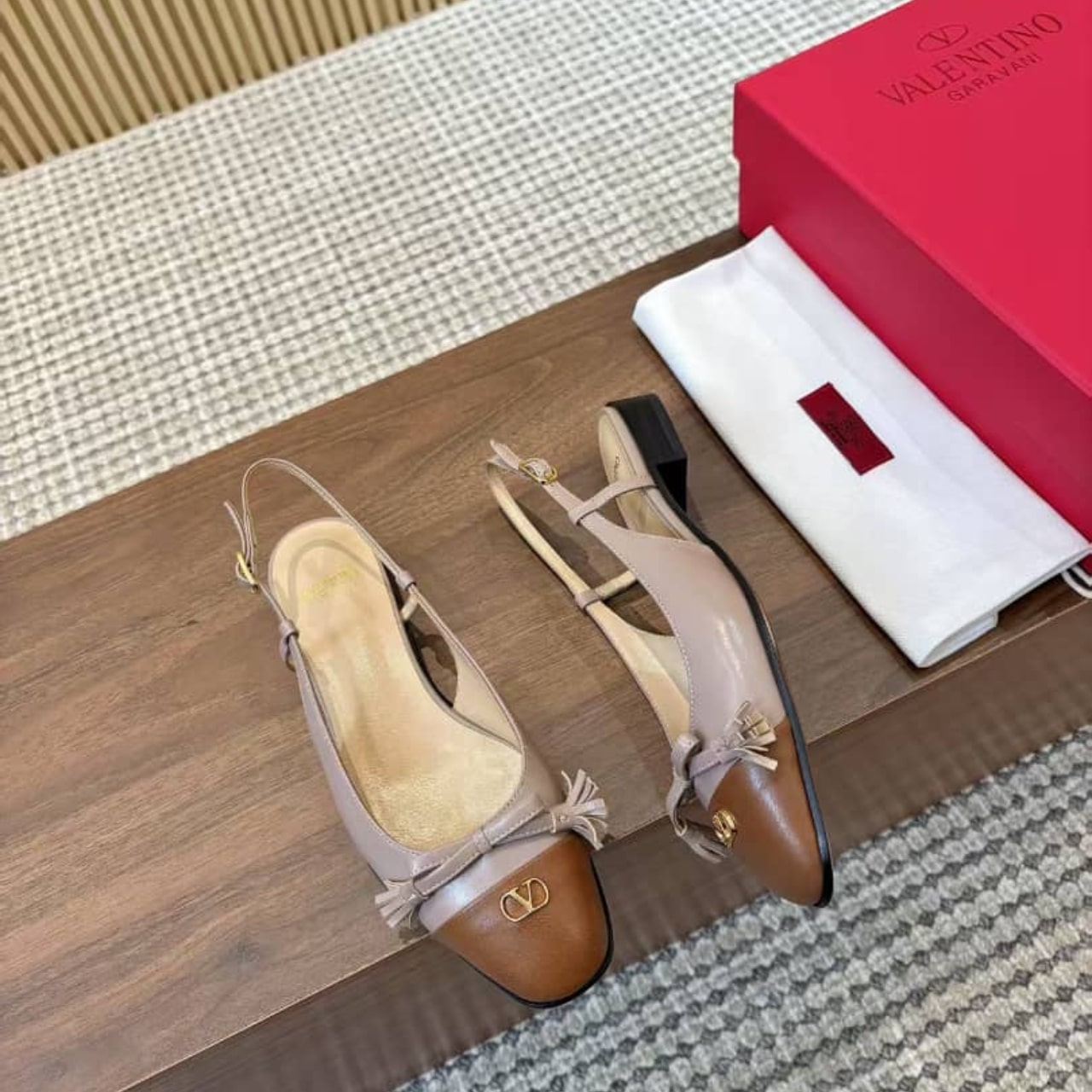 Valentino Garavani Valet Du Roi Slingback Ballerina Rose And Brown 8W2S0MH0DDT AGM - Image 8