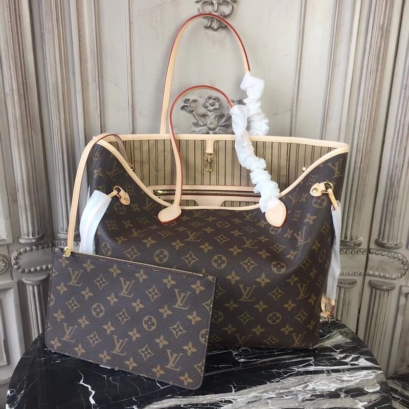 Louis Vuitton Neverfull MM Monogram Canvas Beige 31Cm M46975 - Image 3