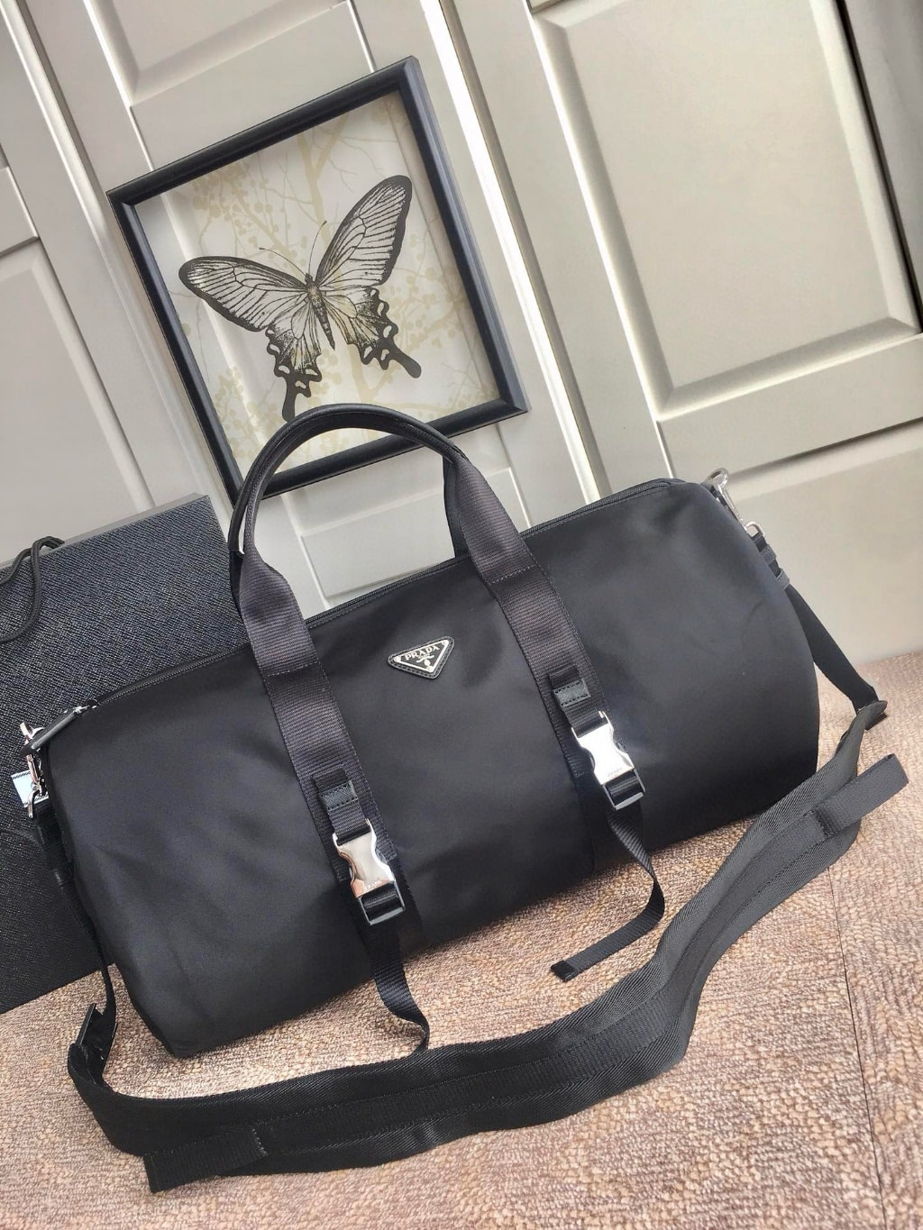 Prada Re Nylon And Saffiano Leather Duffle Bag 50Cm 2Vc015 2Dmg F0002 V Mon - Image 3