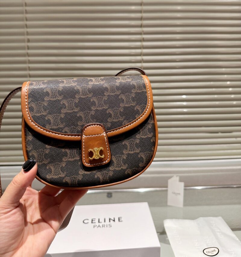 Alternative view of Celine Mini Besace In Triomphe Canvas And Tan 17Cm 196702Bzj 04Lu