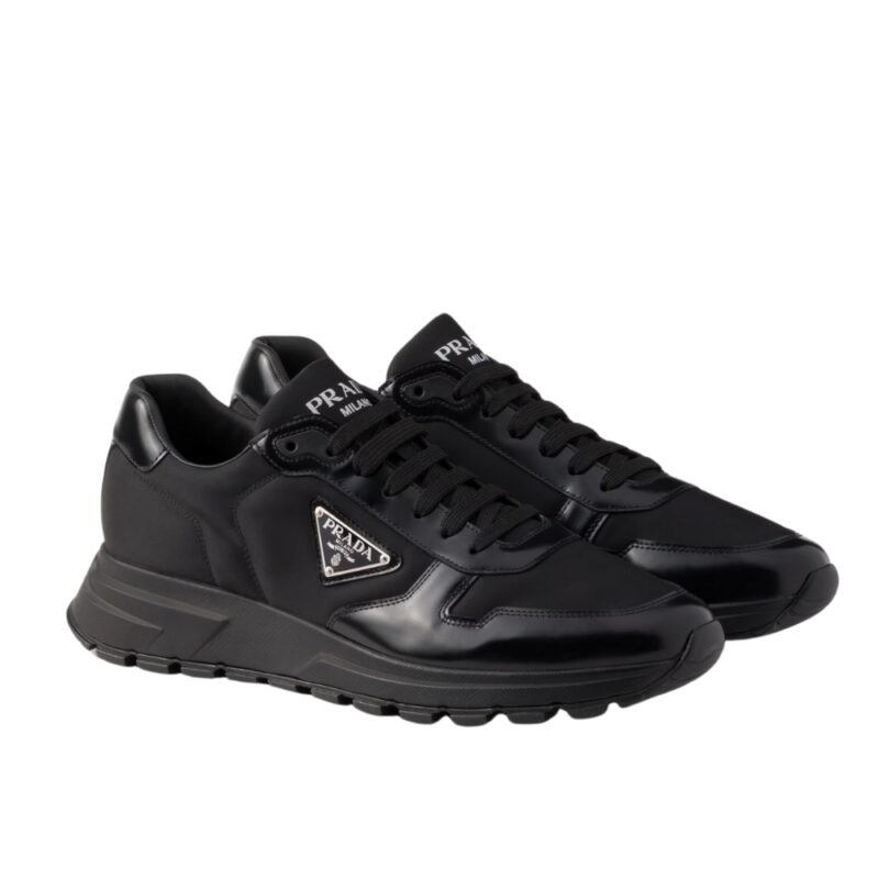 Prada Prax 01 Re Nylon And Brushed Leather Sneaker Black 2Ee369 3Lf5 F0632 F G000