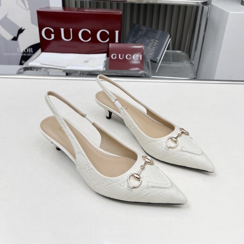 Alternative view of Gucci Women Horsebit Slingback Pump White