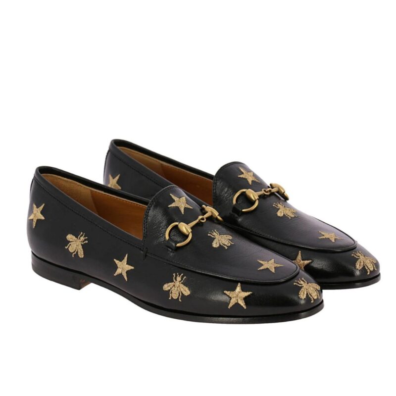 Gucci Jordaan Embroidered Leather Loafer Black 505281 D3V00 1000