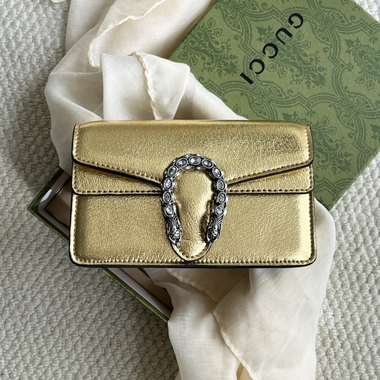 Gucci Women'S Dionysus Mini Bag Gold Lame 16Cm 476432 1Trbn 8089 - Image 3