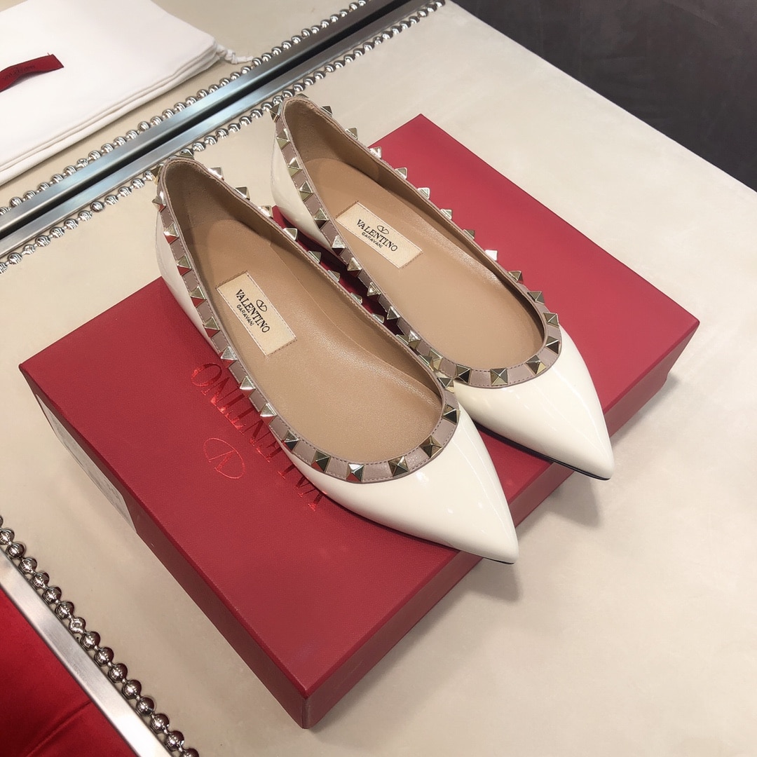 Valentino Patent Rockstud Ballet Flat White W2S0403VNW L62 - Image 4