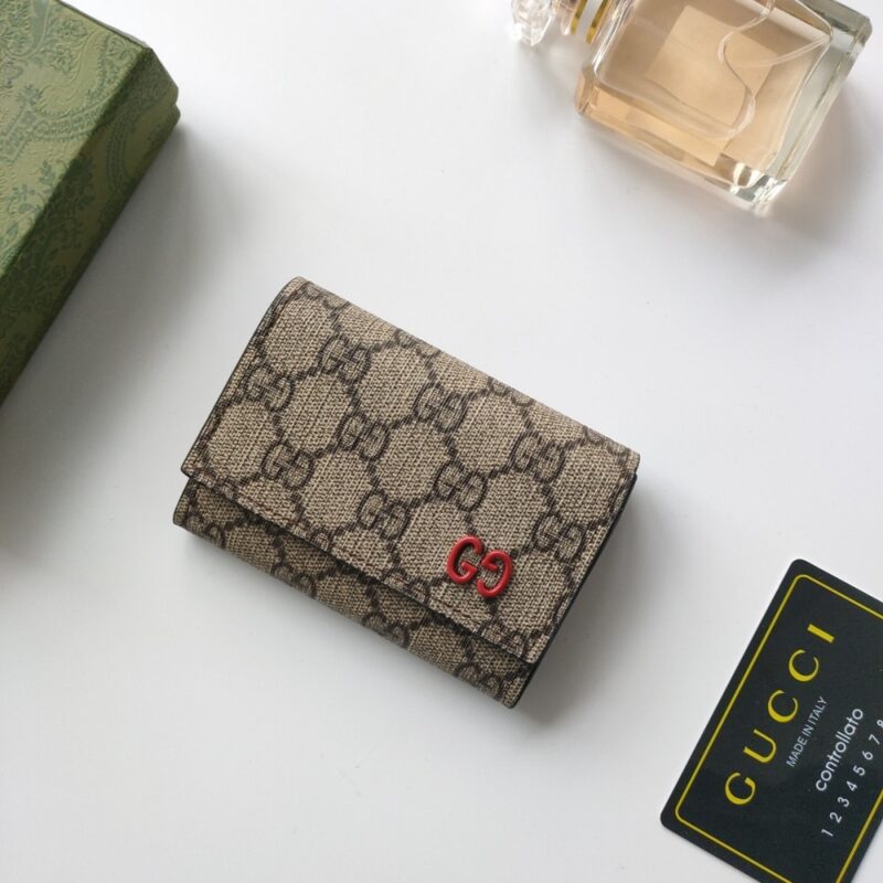 Alternative view of Gucci Ivory Interior Gg Tri Fold Wallet Beige And Ebony 10Cm