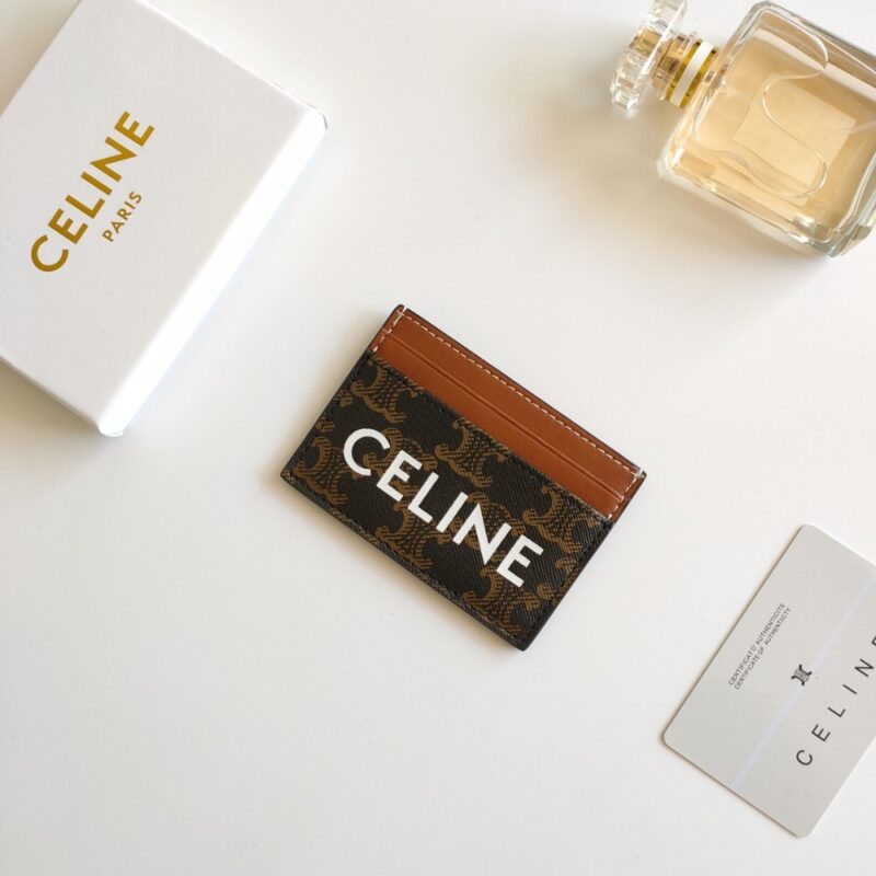 Alternative view of Celine Card Holder In Triomphe Canvas With Celine Print Tan 10Cm 10B702Cly 04Lu