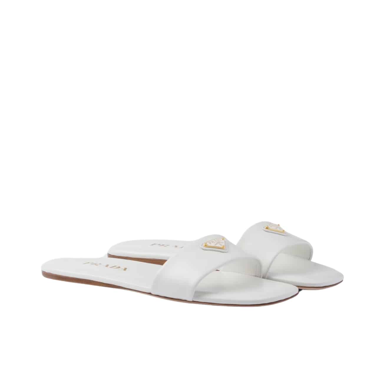 Prada Leather Slides White 1Xx355 070 F0009 F D005