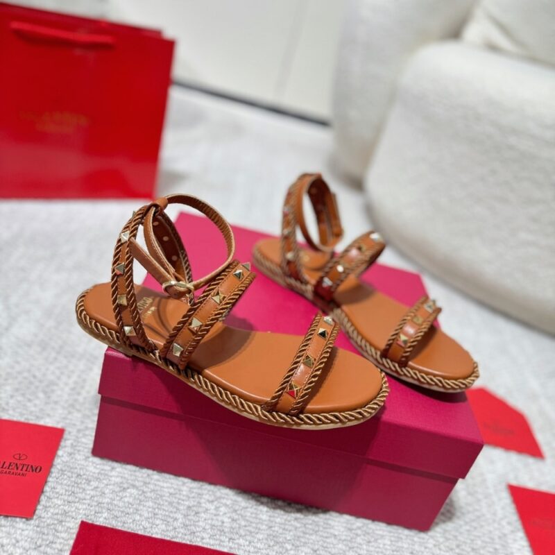 Alternative view of Valentino Garavani Rockstud Torchon Leather Sandal Brown 6W2S0Kw8Bae N58