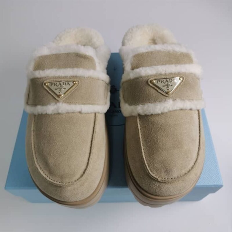 Alternative view of Prada Suede And Shearling Slippers Beige 1S711M X0O F0379 F Zg20