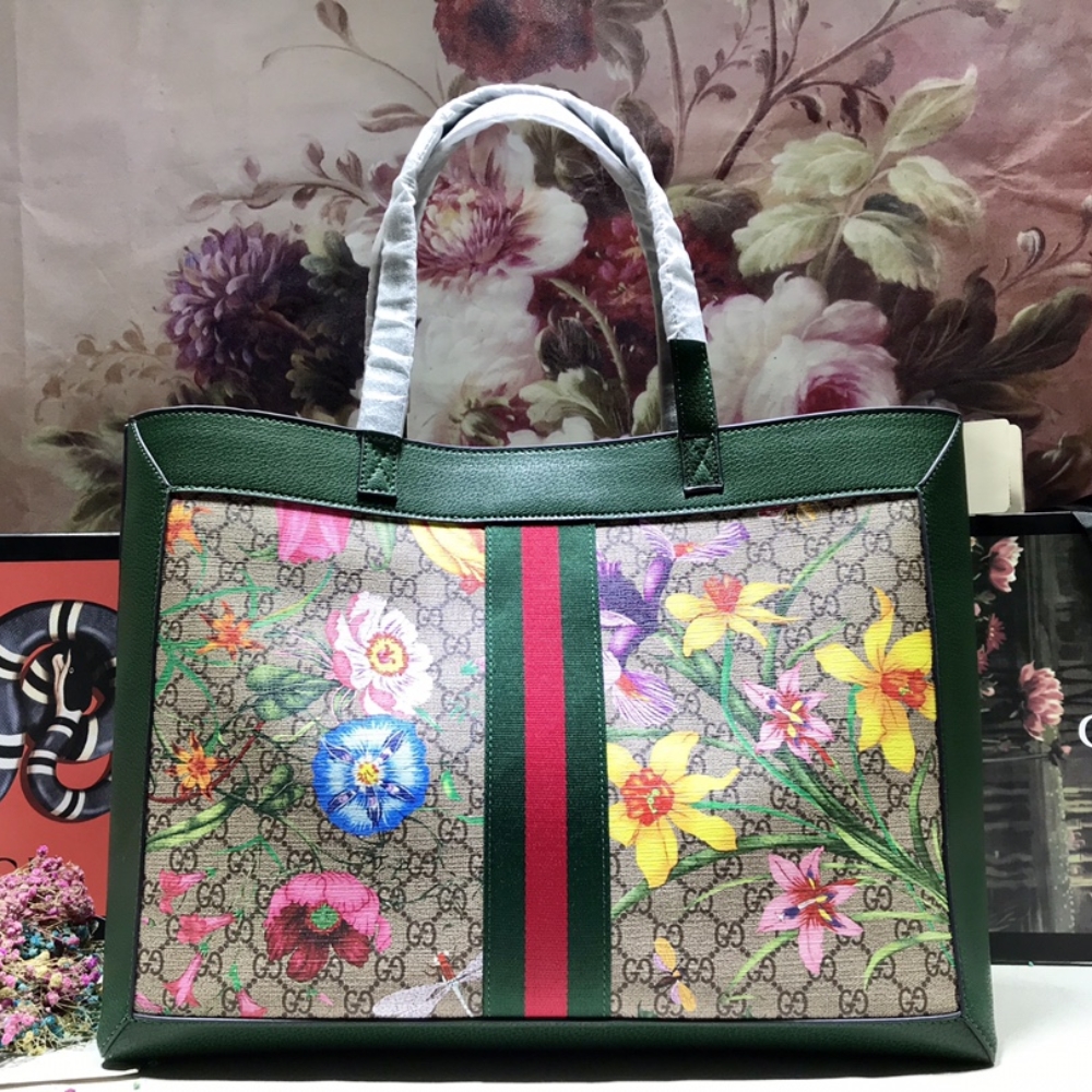 Gucci Ophidia GG Flora Medium Tote Bag Dark Green 44Cm 547947 HWHAE 8709 - Image 3