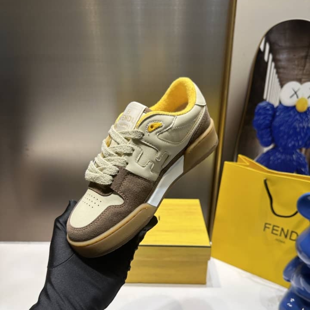 Fendi Match Suede Low-Tops Beige 8E8252Ahh2F1Fhu - Image 8