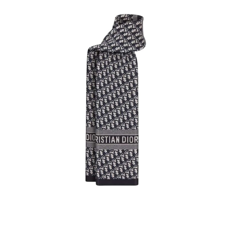 DIOR OBLIQUE SCARF TECHNICAL CASHMERE NAVY BLUE 15DOB201I099 C540