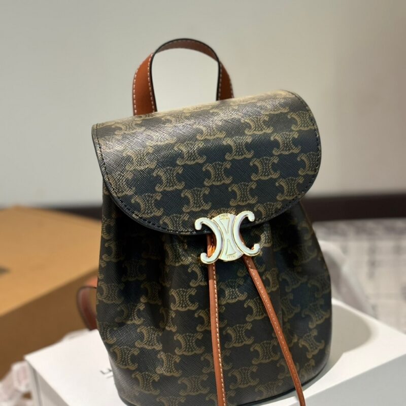 Alternative view of Celine Backpack Celine Bonnie In Triomphe Canvas Tan 25Cm 118702Cas 04Lu