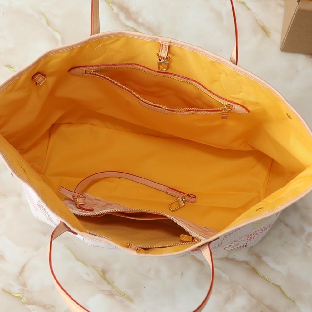 Louis Vuitton Neverfull MM Damier Canvas Peach 31Cm N40668 - Image 9