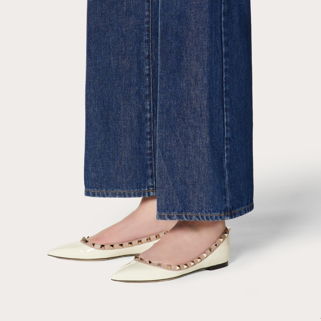 Valentino Patent Rockstud Ballet Flat White W2S0403VNW L62 - Image 8