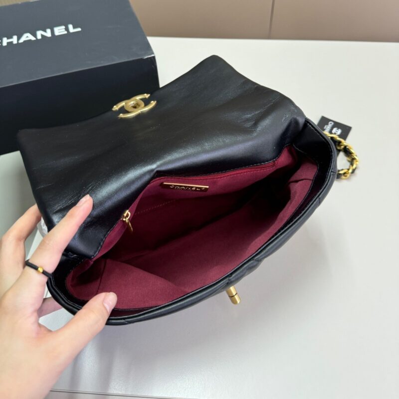 Alternative view of Chanel 19 Handbag Shiny Gold And Silver Tone Black 26Cm AS1160 B04852 94305