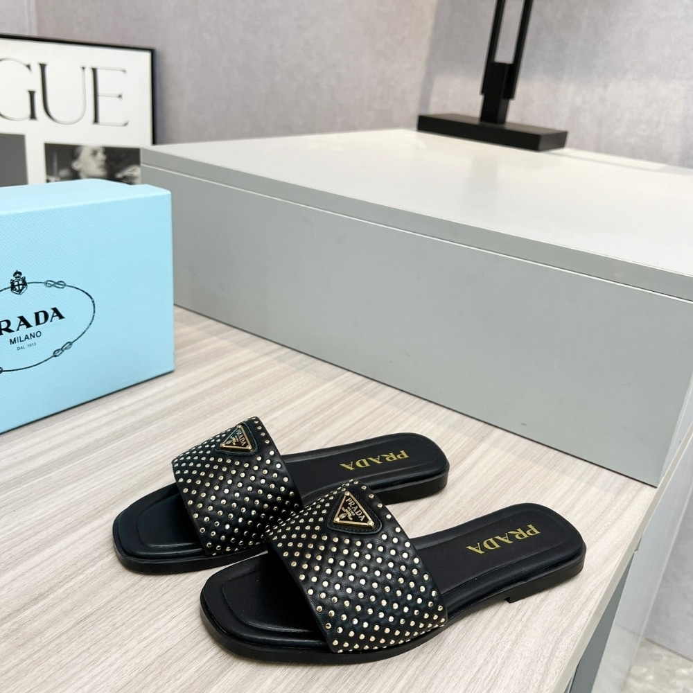 Prada Nappa Leather Slides With Studs Black 1Xx760 Zhp F0002 F 010 - Image 3