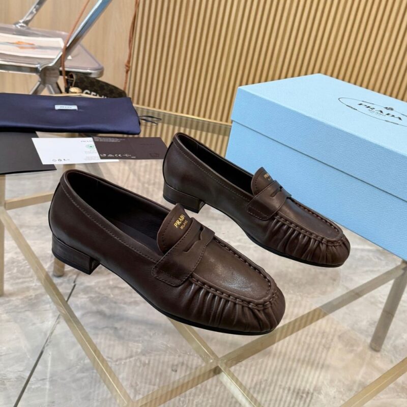 Alternative view of Prada Leather Loafers Dark Brown